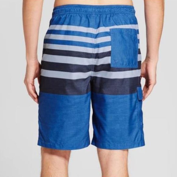 9" Blue Stripe Side Pocket Faux Board Shorts M NWT - Picture 2 of 8